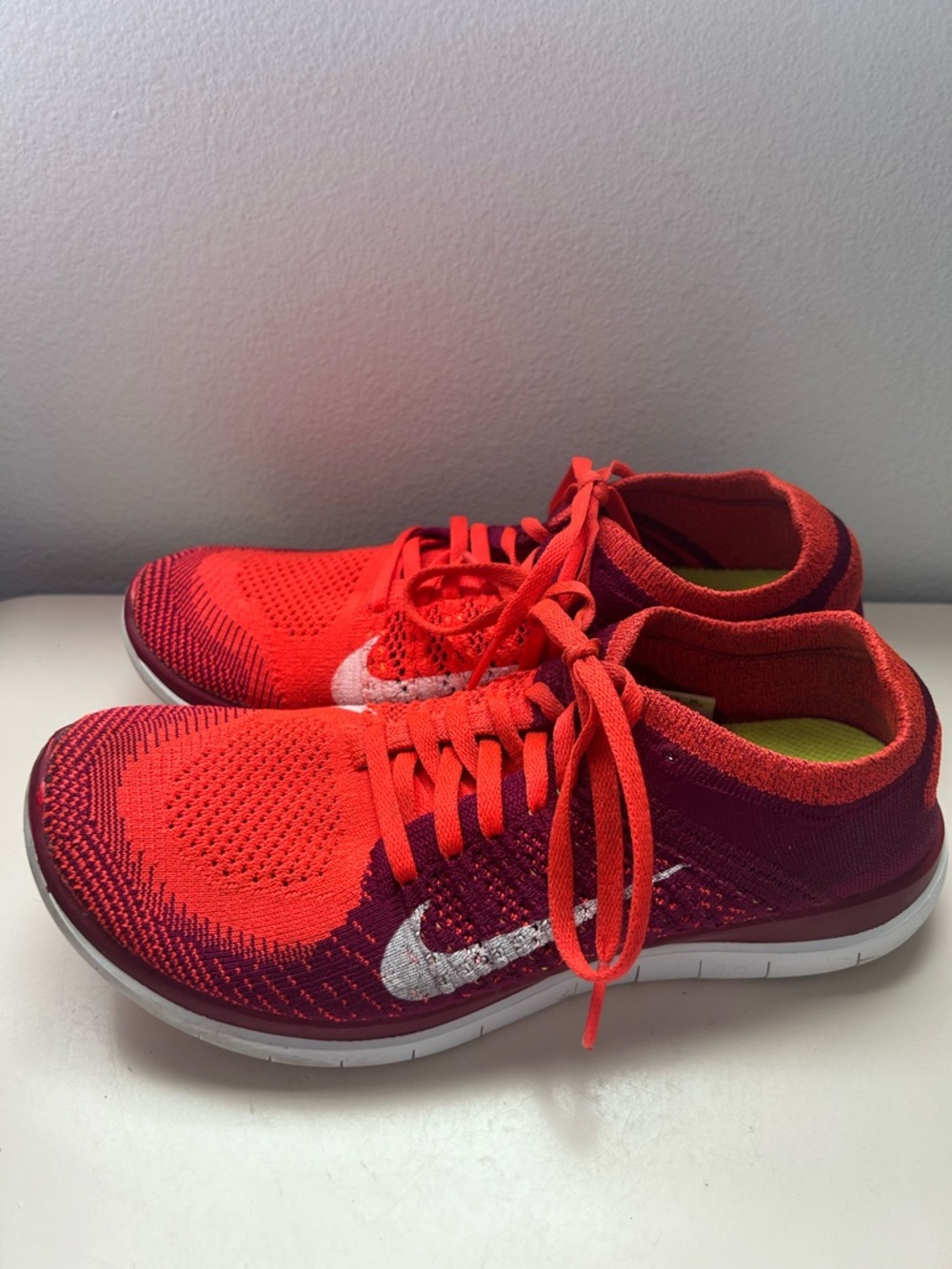 Nike Free Flyknit 4.0 Bright Crimson Raspberry Red Women's size 9